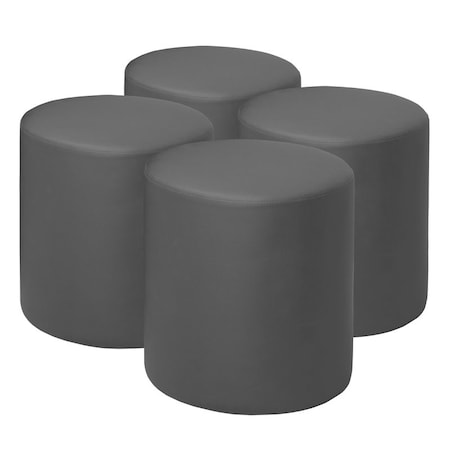 Regency Logan Round Vinyl Ottoman (Set of 4)- Grey N6262GY4PK